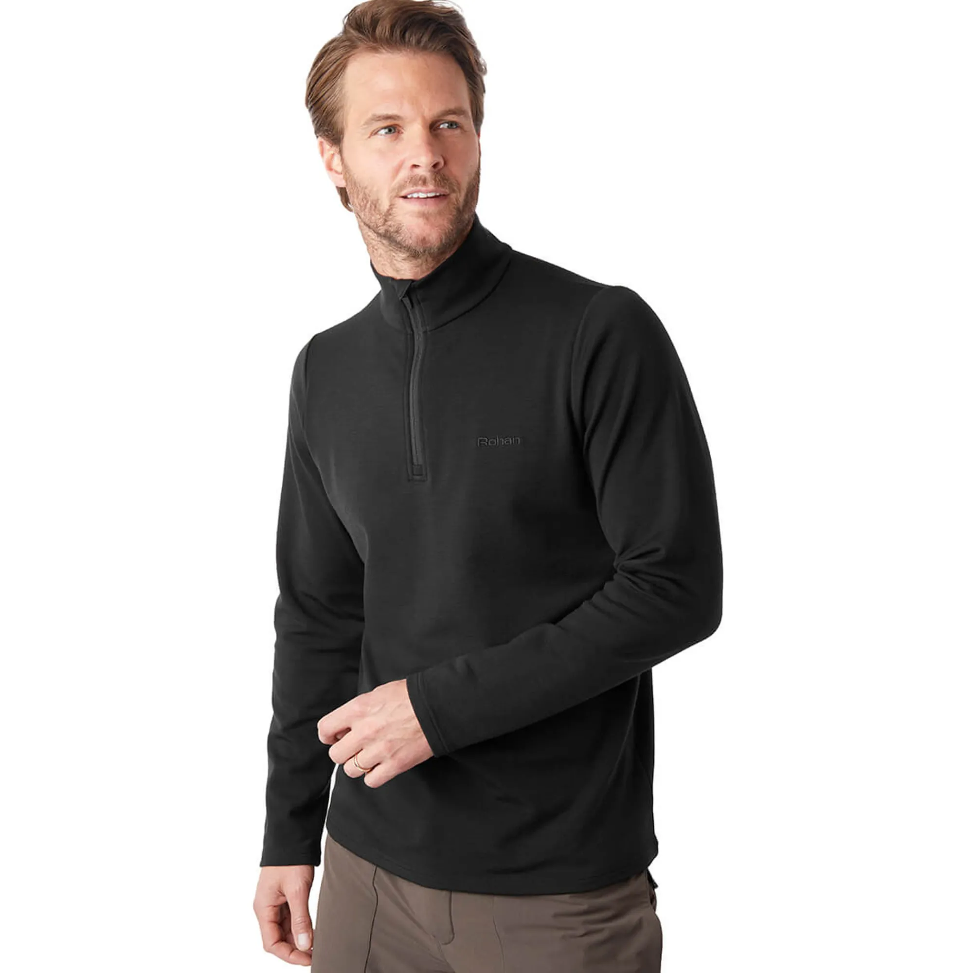 Men Rohan Men'S Radiant Merino Zip Neck Top Black