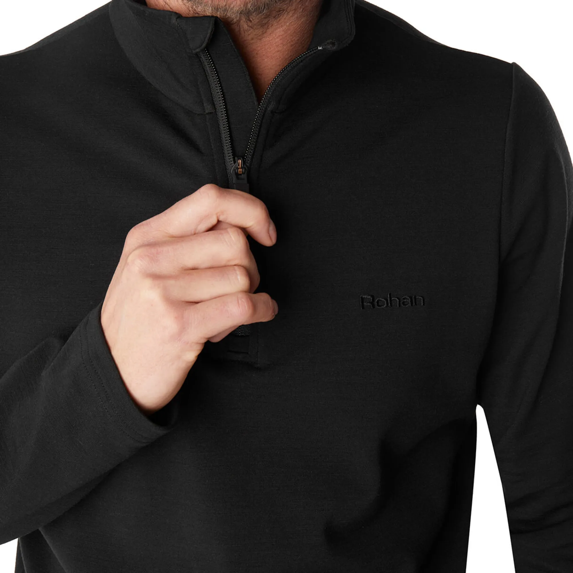 Men Rohan Men'S Radiant Merino Zip Neck Top Black