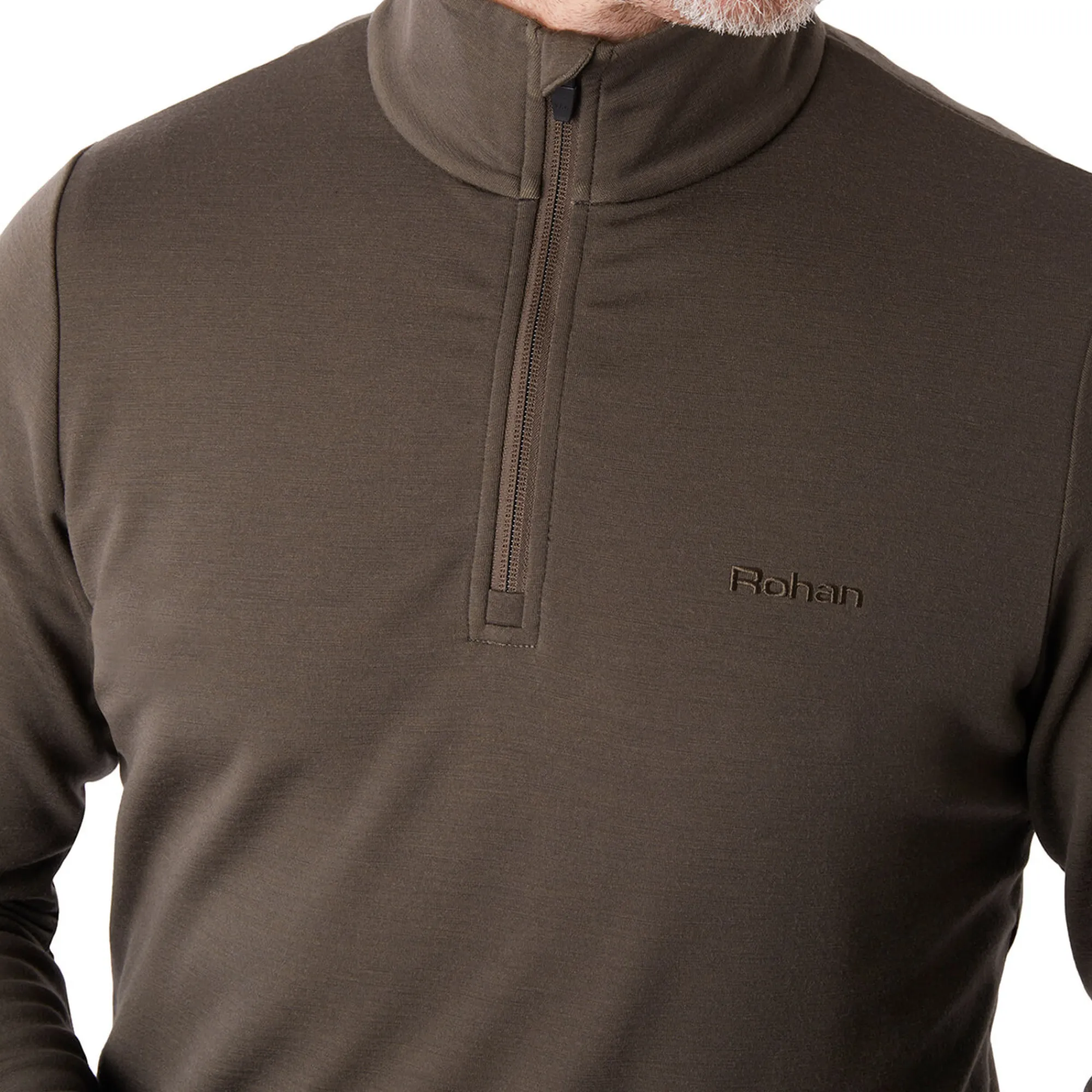 Men Rohan Men'S Radiant Merino Zip Neck Top Dark Olive Brown