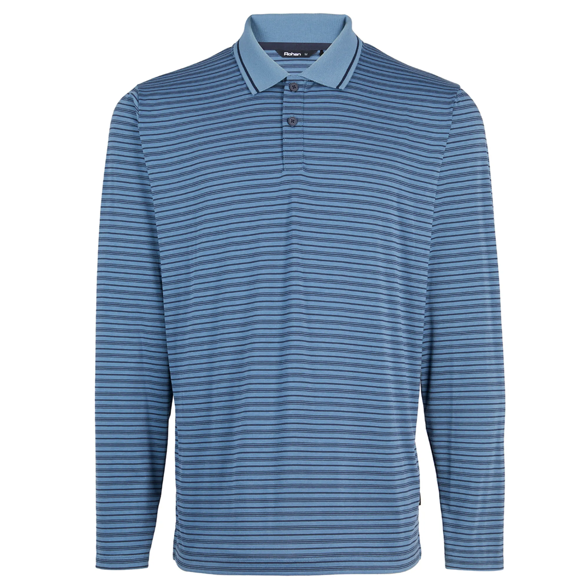 Men Rohan Men'S Shoreline Long Sleeve Polo Shadow Blue/Navy Stripe