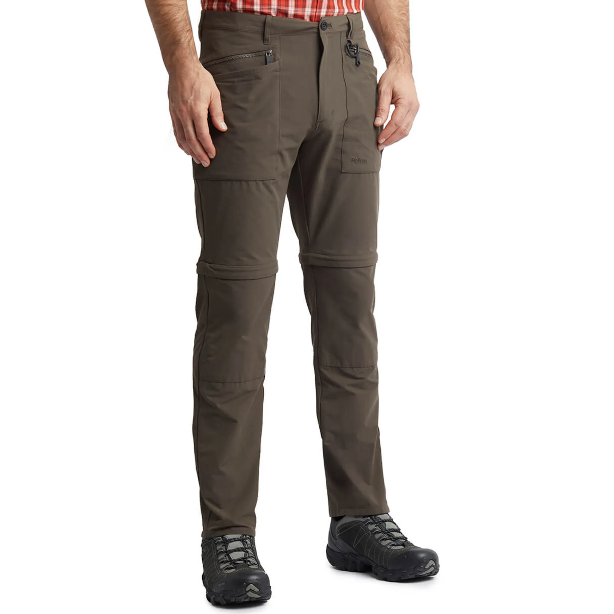 Men Rohan Men'S Stretch Bags Convertible Trousers Dark Olive Brown