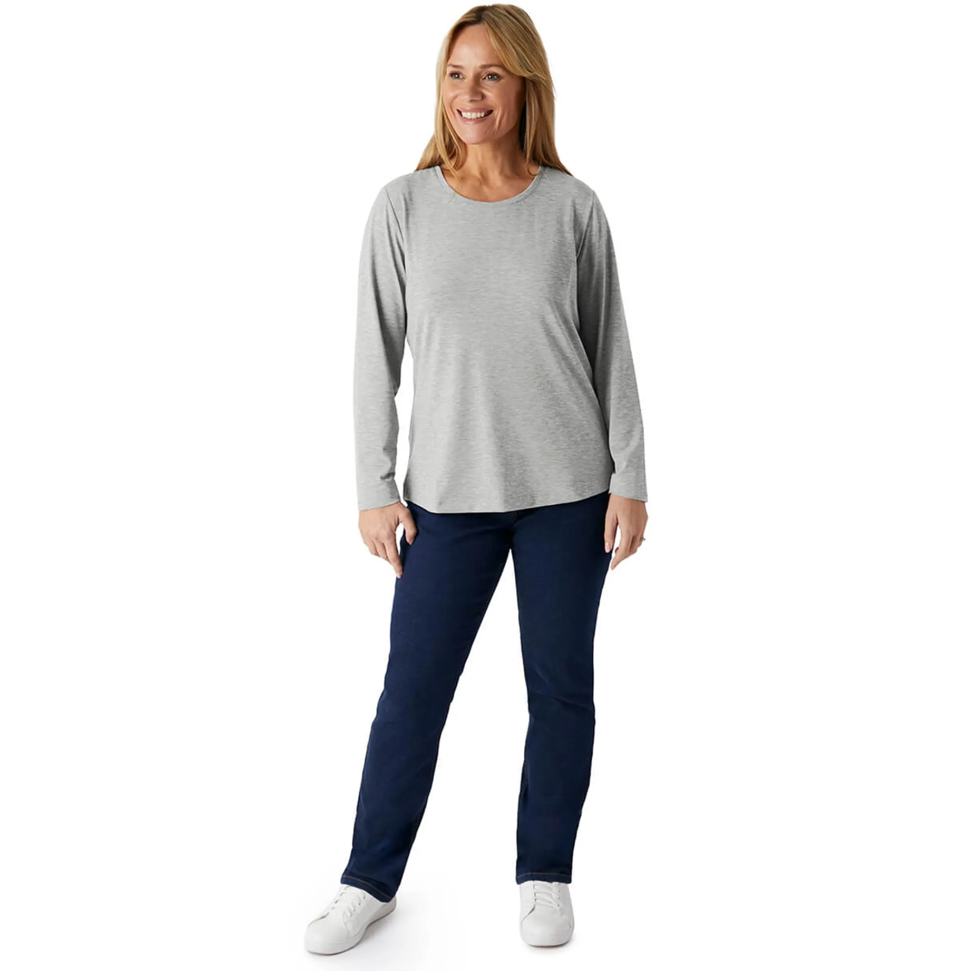Women Rohan Women'S Basis Long Sleeve T Mid Grey Marl