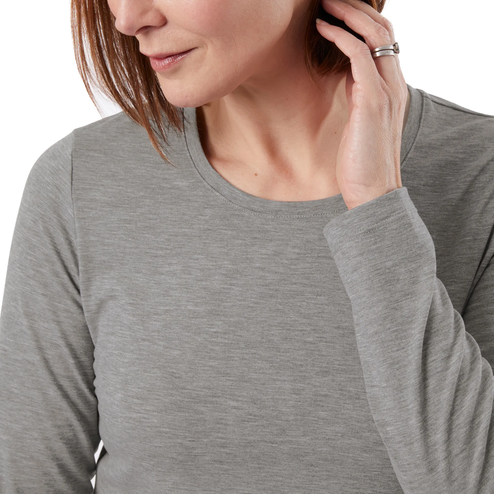 Women Rohan Women'S Basis Long Sleeve T Mid Grey Marl