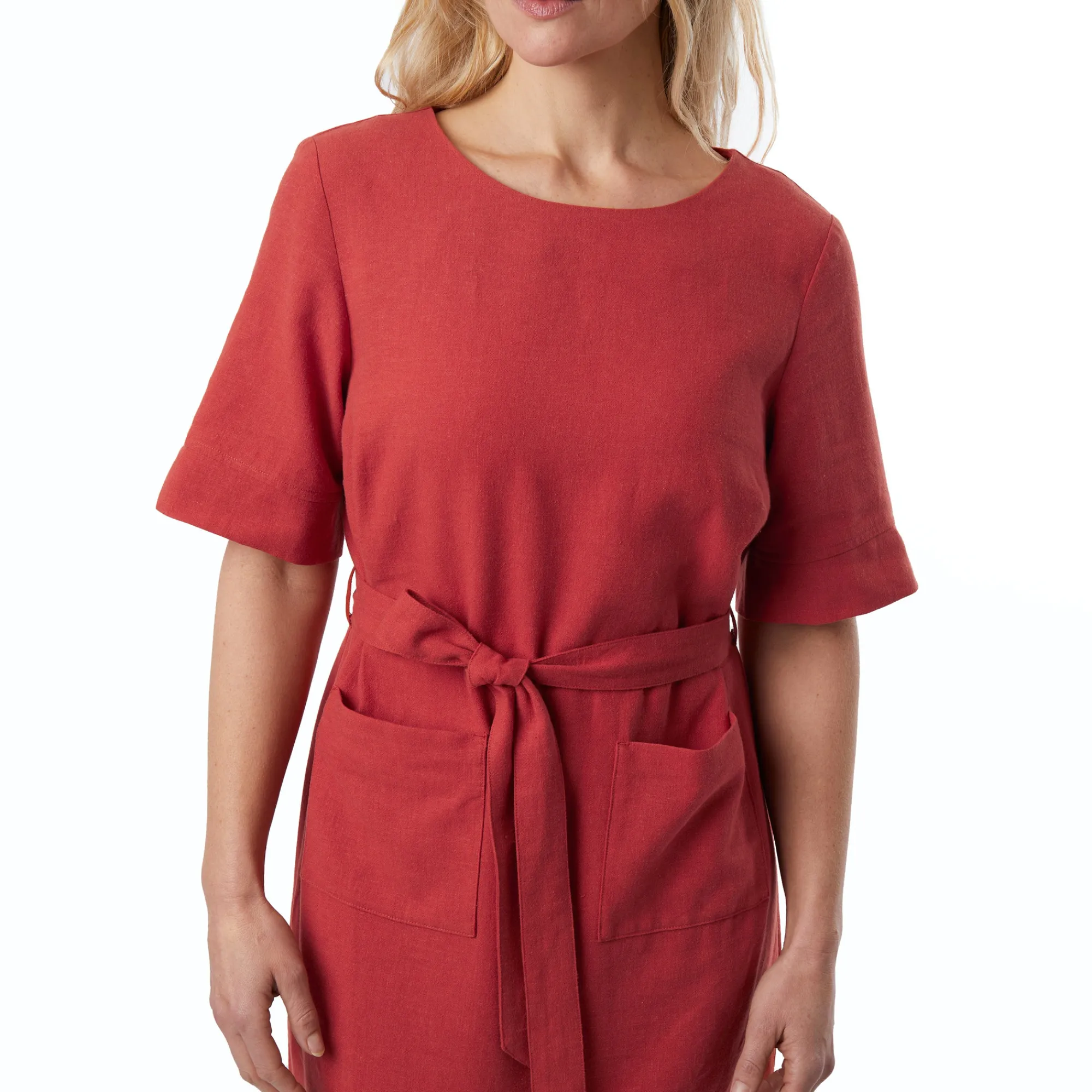 Women Rohan Women'S Brisa Linen Dress Coast Red