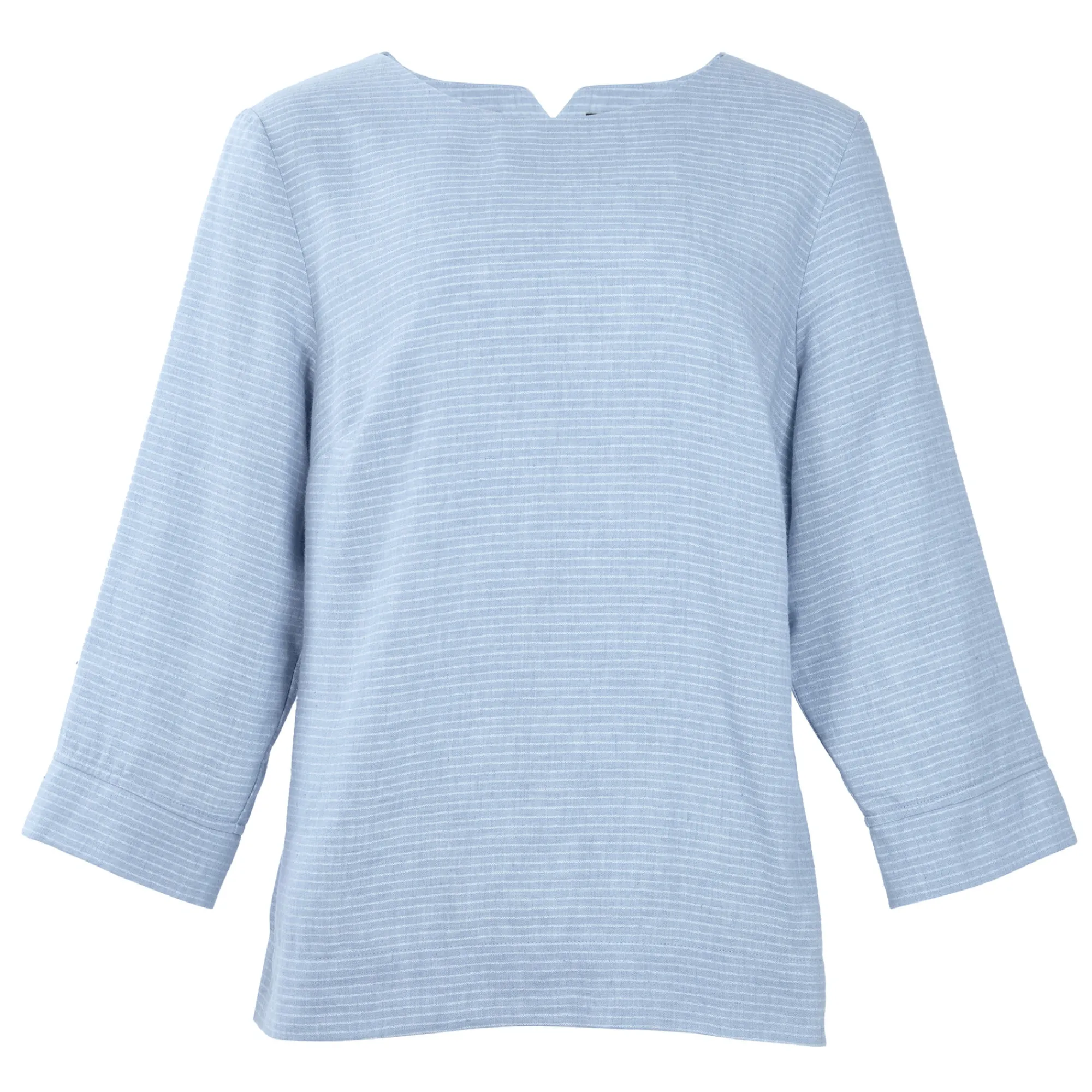 Women Rohan Women'S Brisa Linen Short Sleeve Top Chambray Blue Stripe
