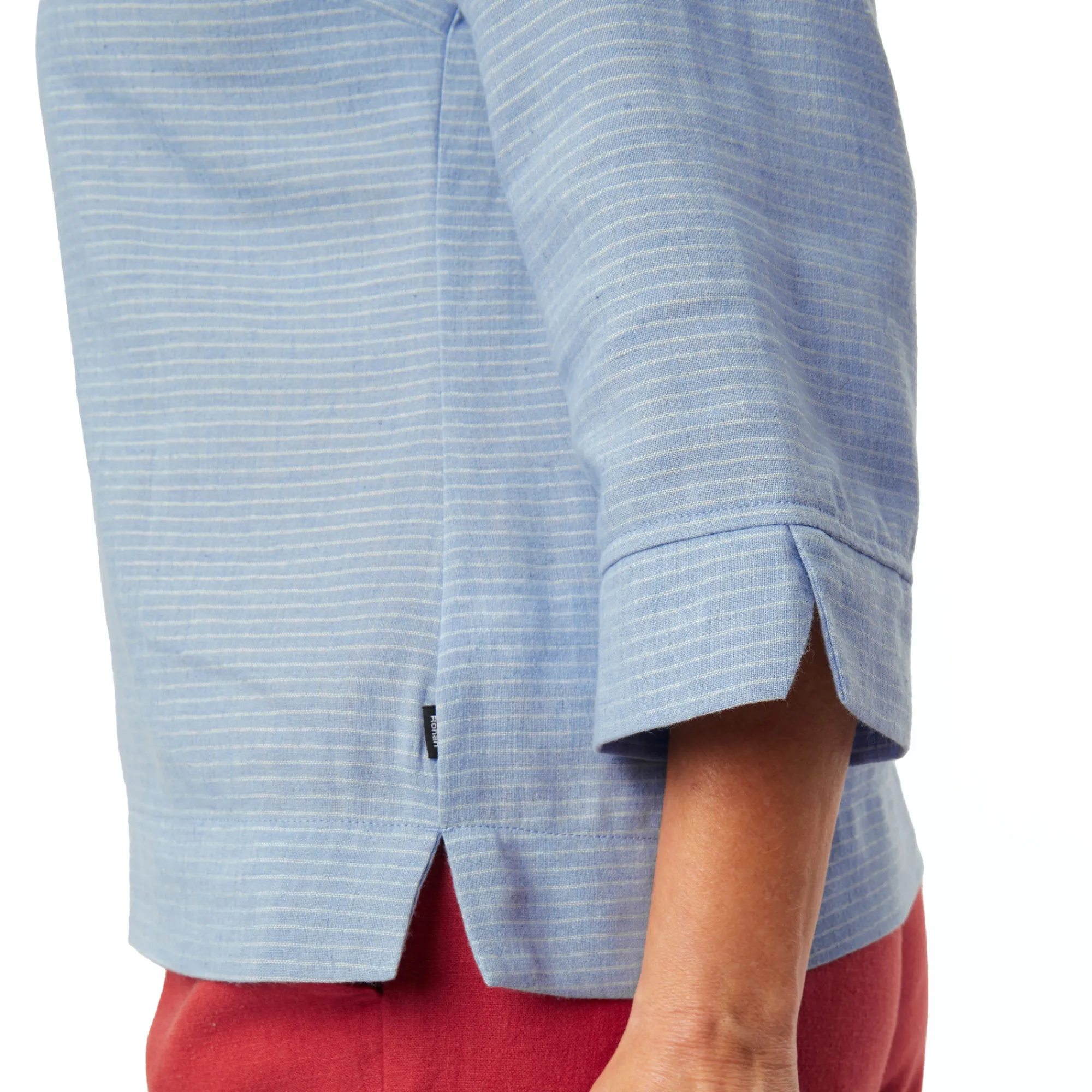 Women Rohan Women'S Brisa Linen Short Sleeve Top Chambray Blue Stripe
