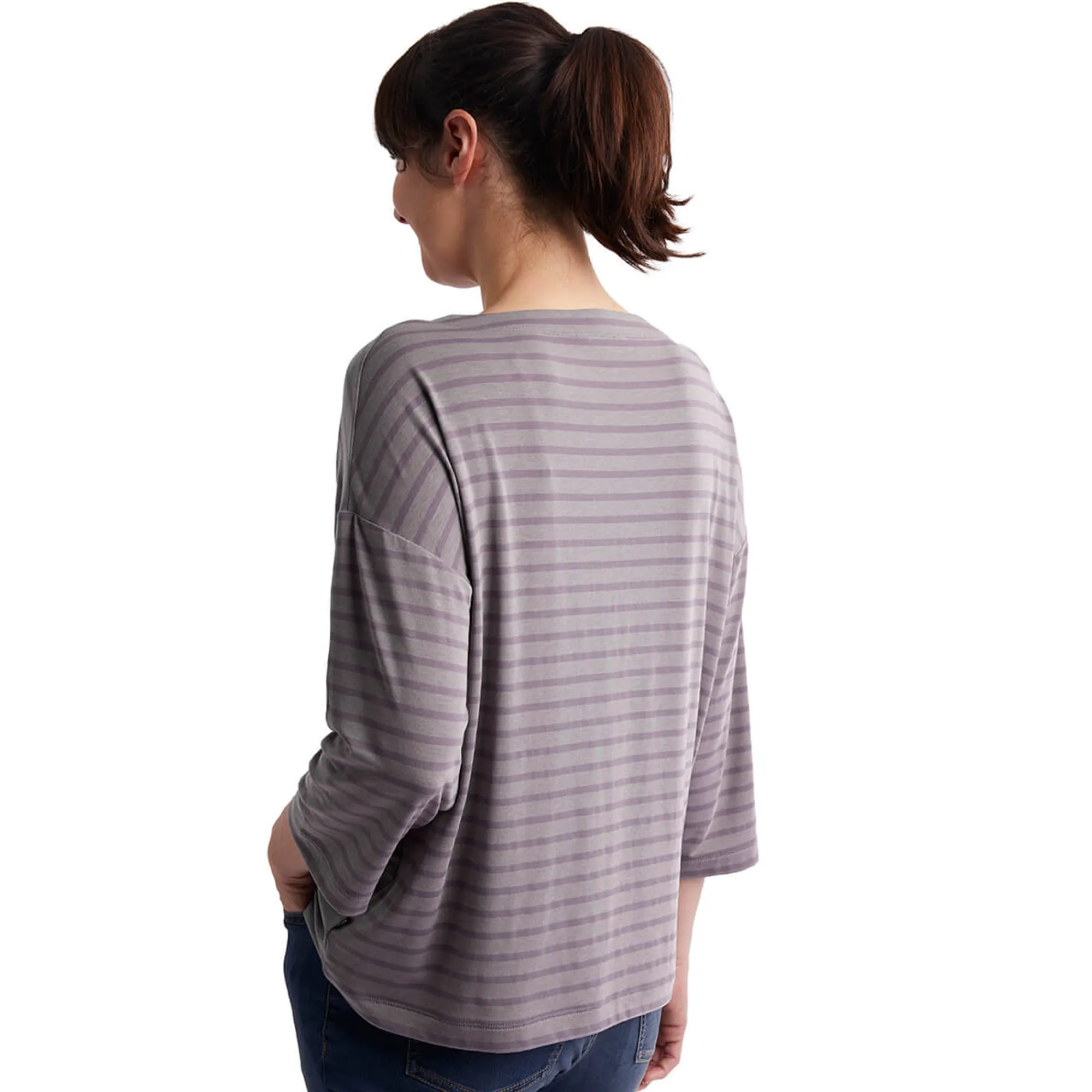 Women Rohan Women'S Harbour Sleeve Top Mauve Grey Marl Stripe
