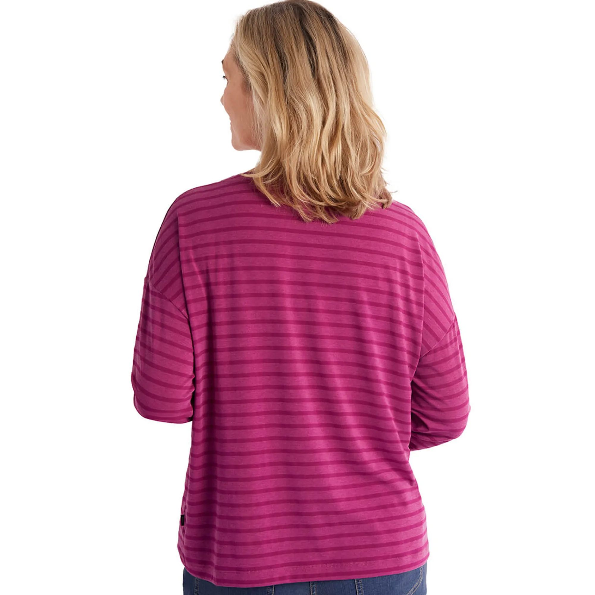 Women Rohan Women'S Harbour Sleeve Top Raspberry Pink Marl Stripe