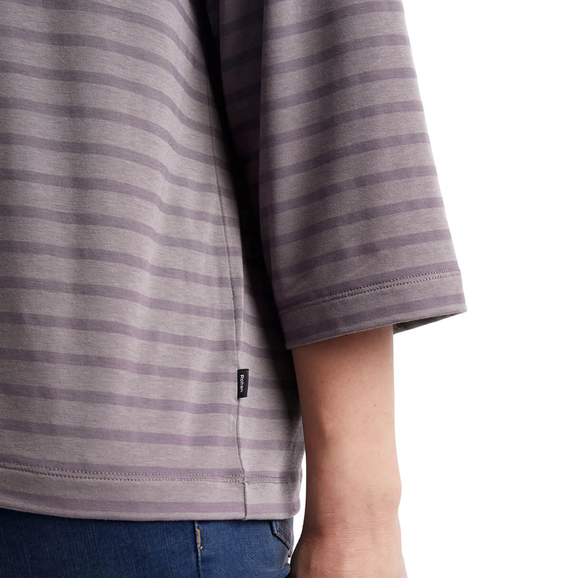 Women Rohan Women'S Harbour Sleeve Top Mauve Grey Marl Stripe