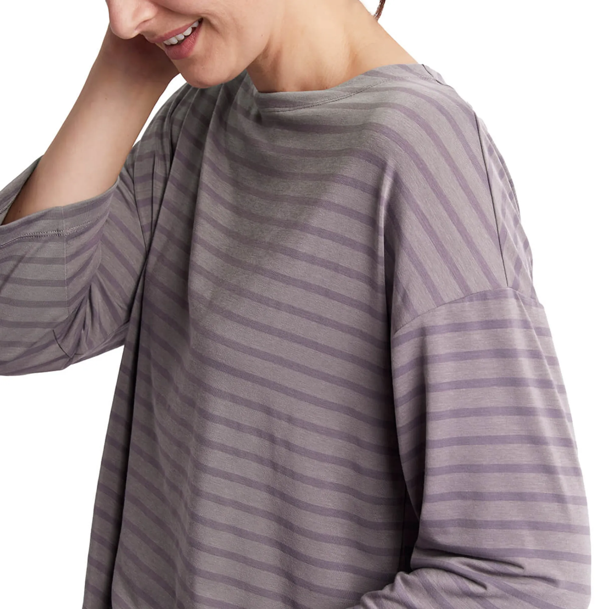 Women Rohan Women'S Harbour Sleeve Top Mauve Grey Marl Stripe