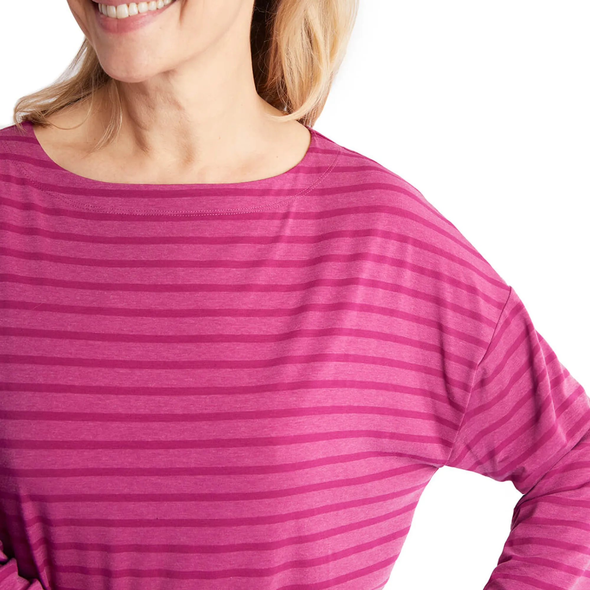 Women Rohan Women'S Harbour Sleeve Top Raspberry Pink Marl Stripe