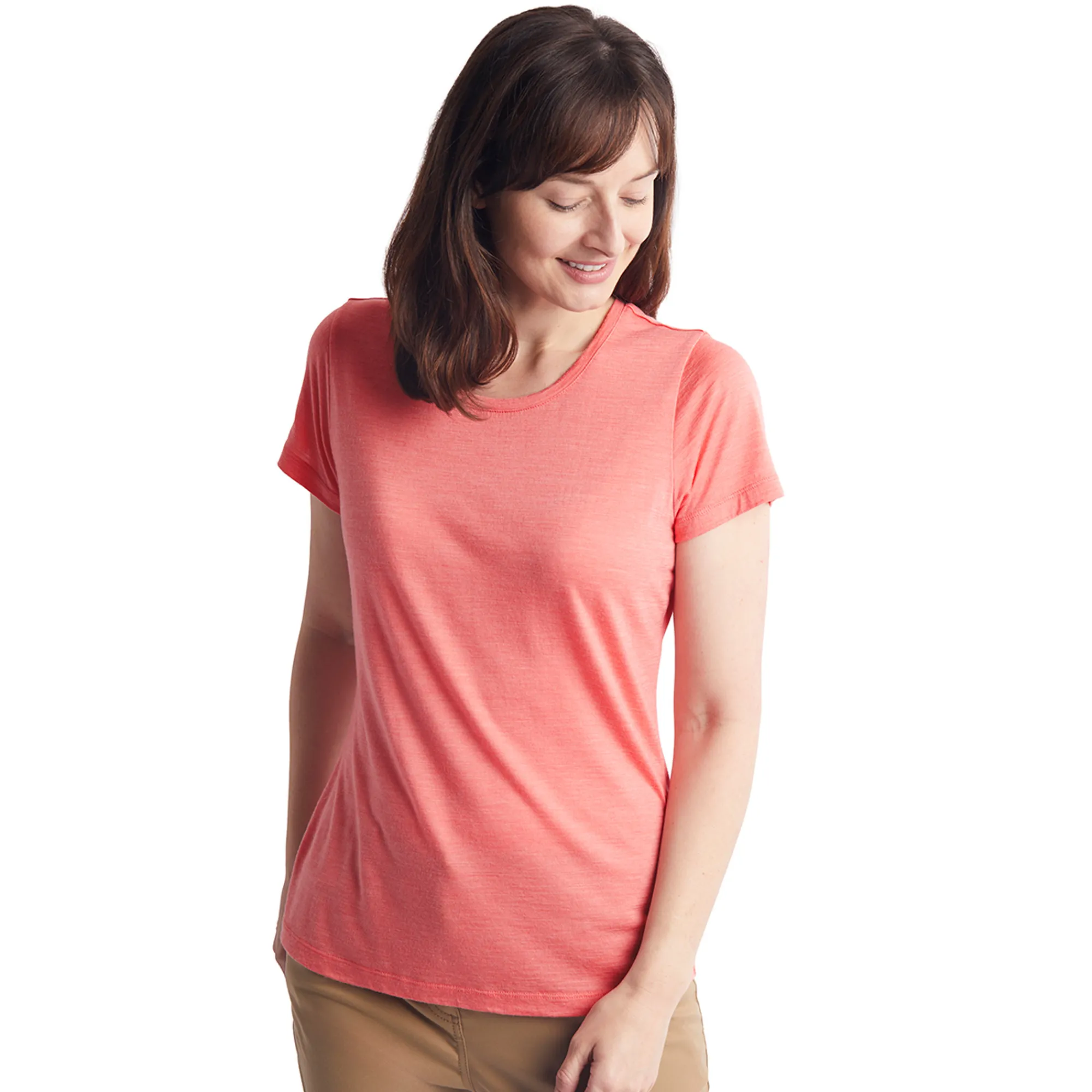 Women Rohan Women'S Merino Cool Short Sleeve T-Shirt Coral Pink Marl