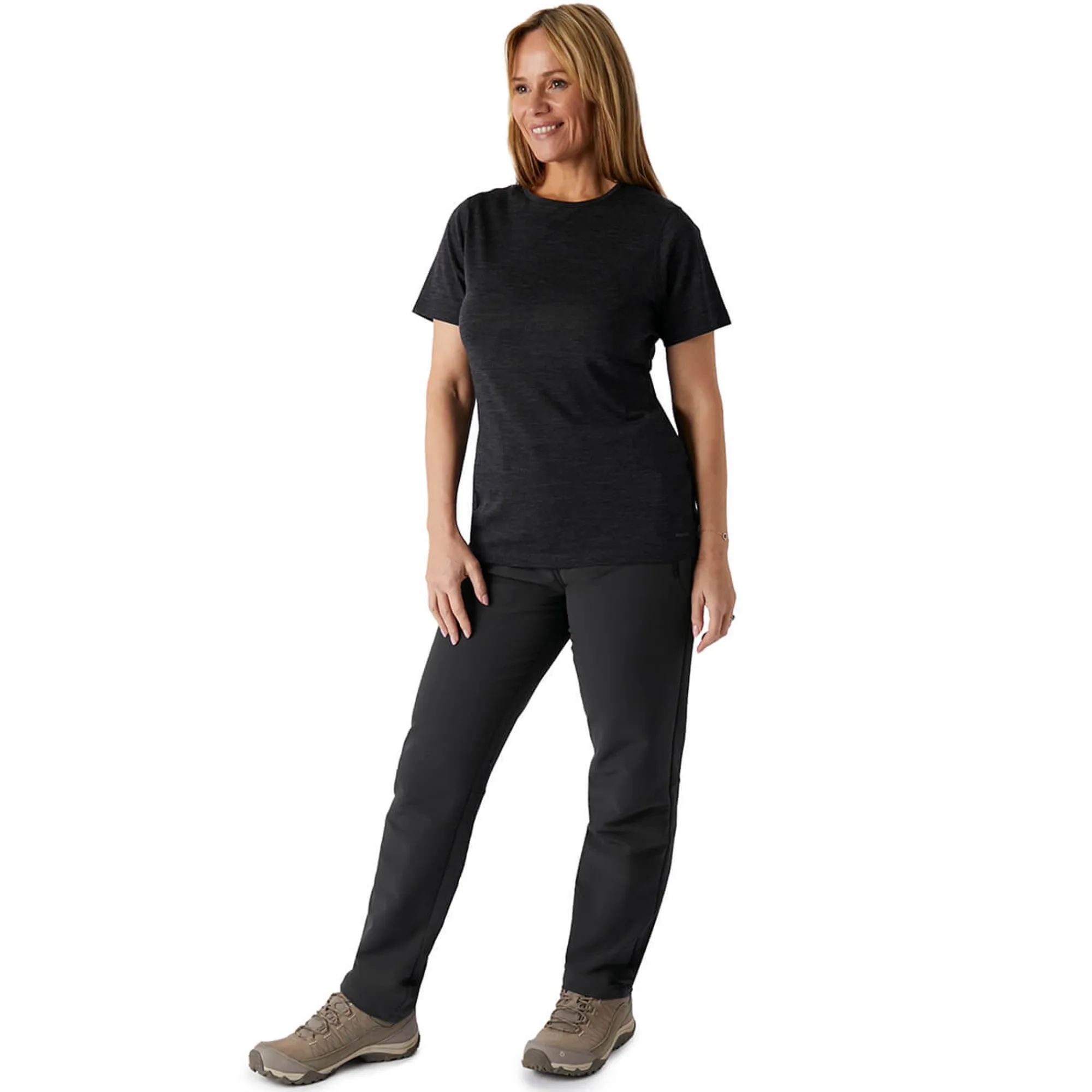 Women Rohan Women'S Merino Union 150 Short Sleeve Crew Dark Charcoal Marl