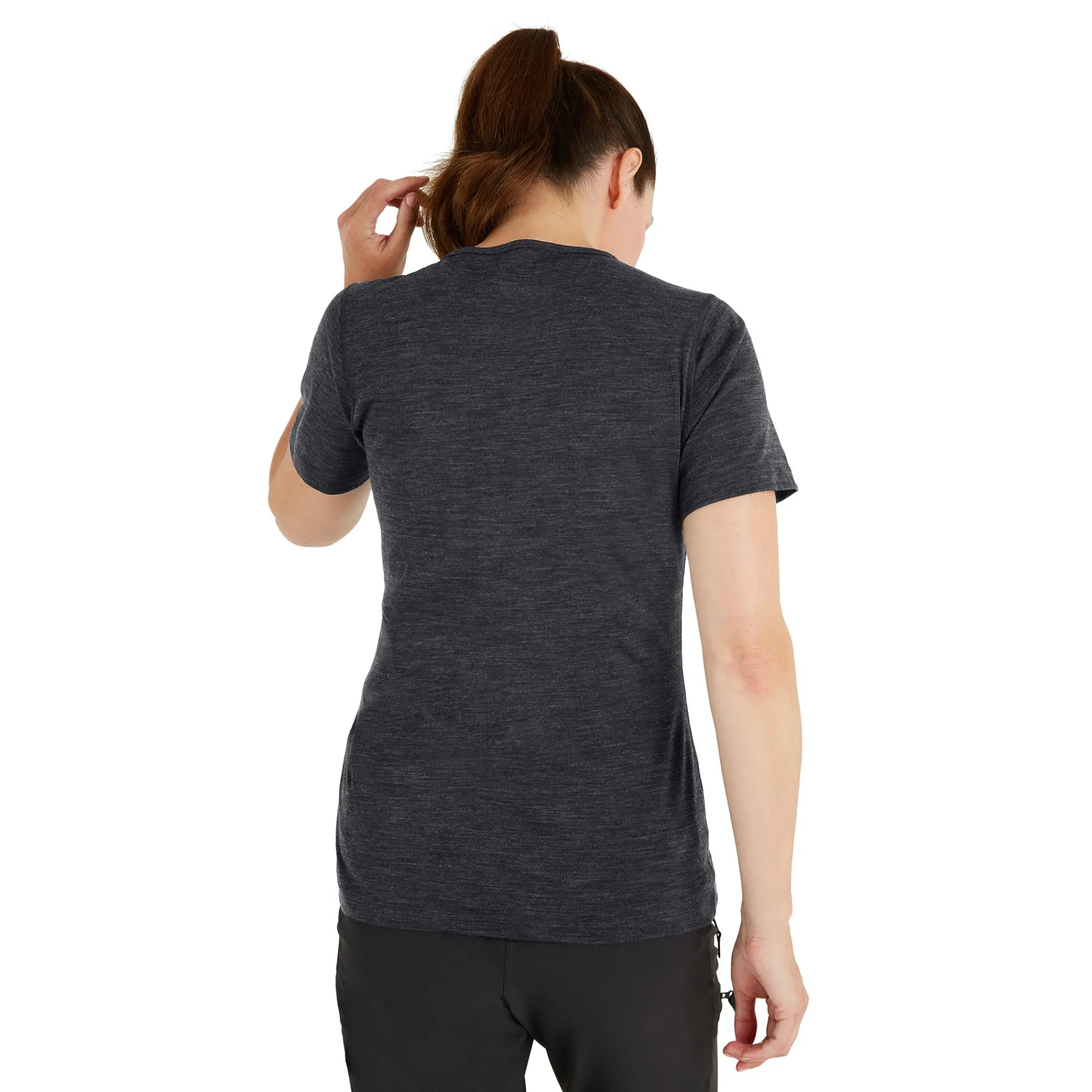Women Rohan Women'S Merino Union 150 Short Sleeve Crew Dark Charcoal Marl