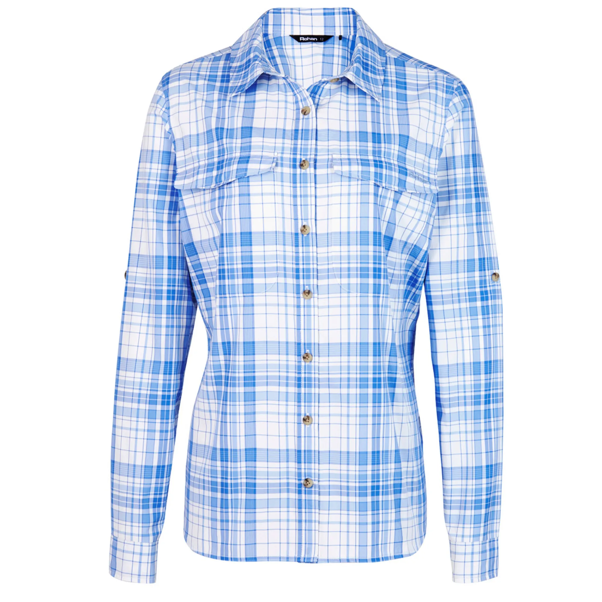 Women Rohan Women'S Pennine Long Sleeve Shirt Azure Blue Check