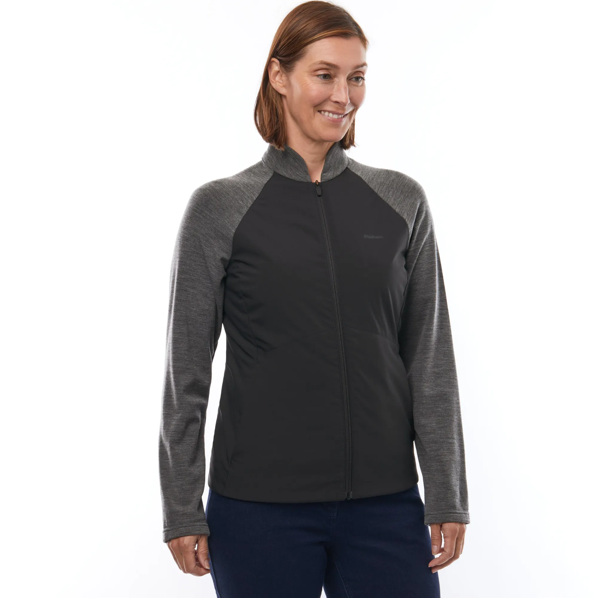 Women Rohan Women'S Radiant Merino Hybrid Jacket Black/Grey Marl