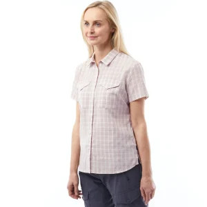 Women Rohan Women'S Sanctuary Shirt Short Sleeve Rose Pink Check