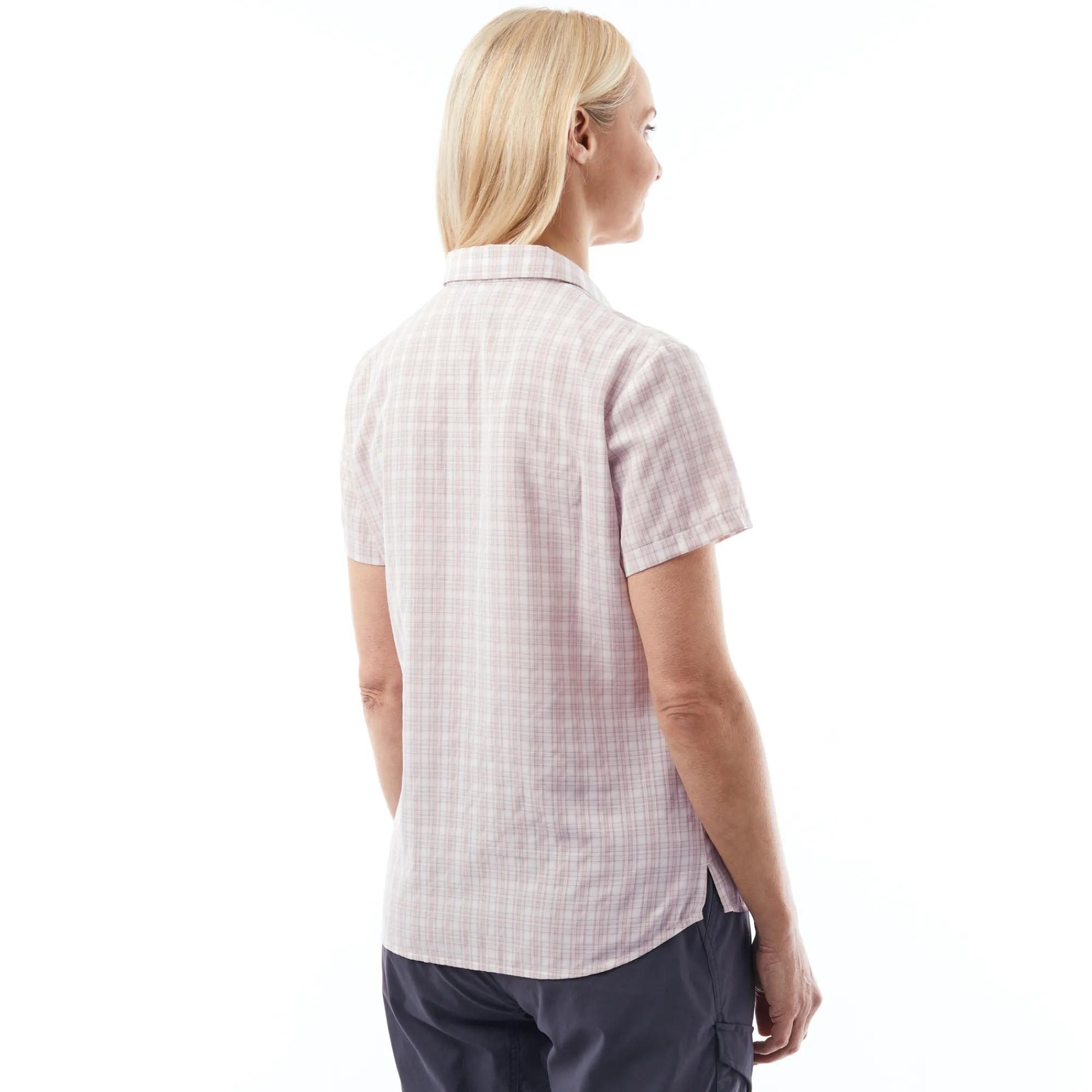 Women Rohan Women'S Sanctuary Shirt Short Sleeve Rose Pink Check