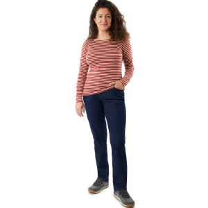 Women Rohan Women'S Shoreline Long Sleeve Top Auburn Red/Ecru Stripe