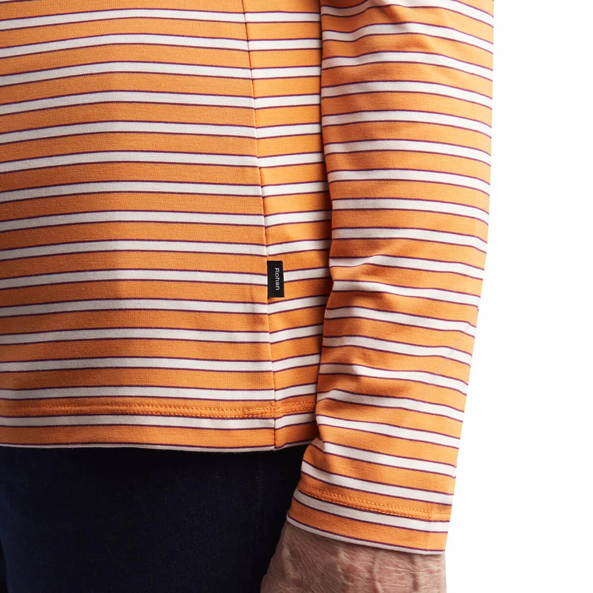 Women Rohan Women'S Shoreline Long Sleeve Top Sunset Orange/Ecru Stripe