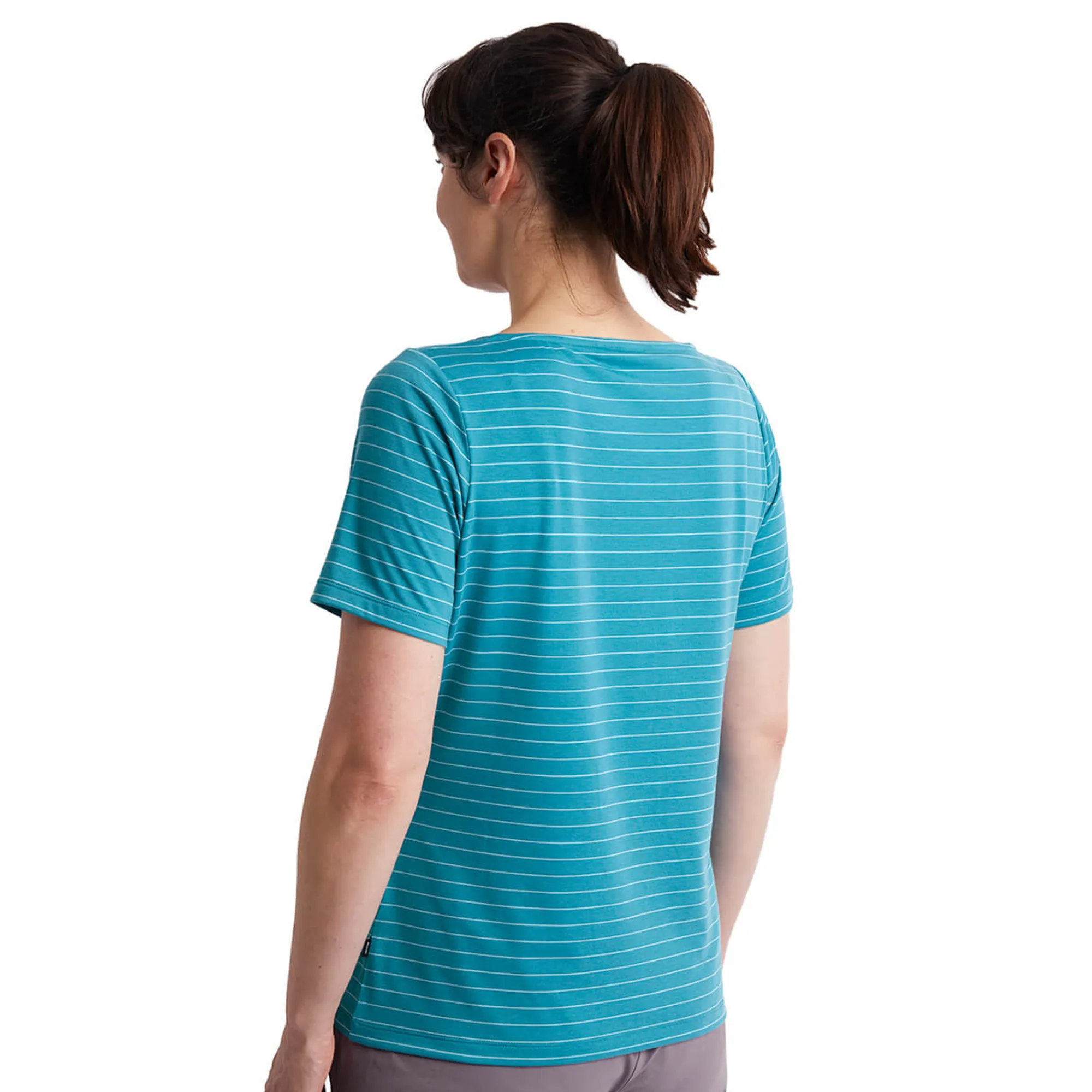 Women Rohan Women'S Shoreline Short Sleeve Top Cove Blue/Ecru Stripe