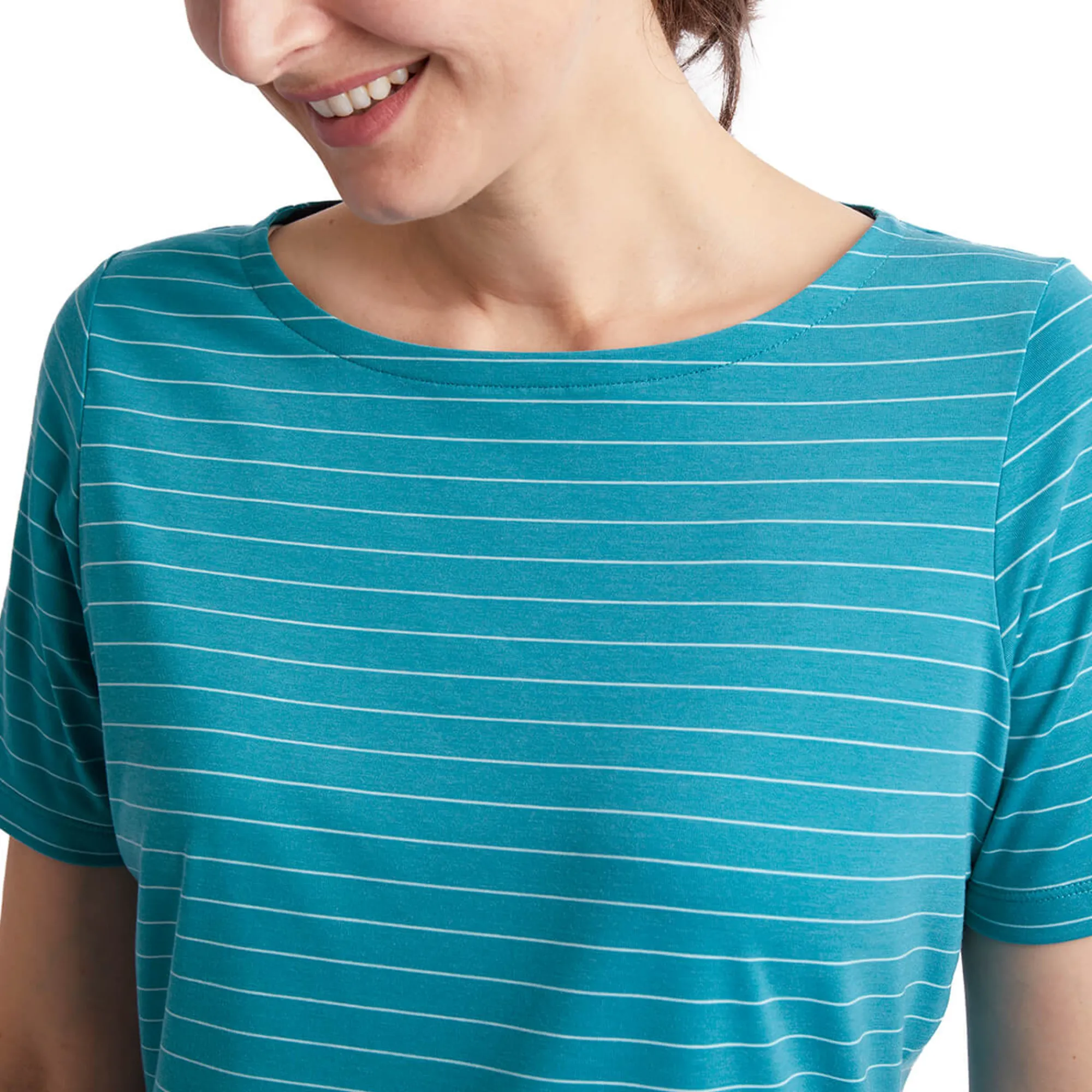 Women Rohan Women'S Shoreline Short Sleeve Top Cove Blue/Ecru Stripe